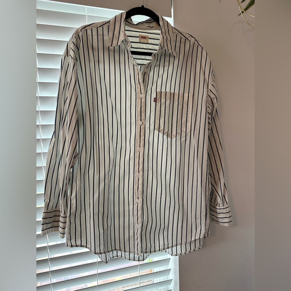 Levi's Striped White Button Down Shirt